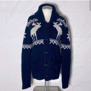 Abercrombie & Fitch Navy Blue Shawl Collar Button Up Cowichan Style Cardigan S
